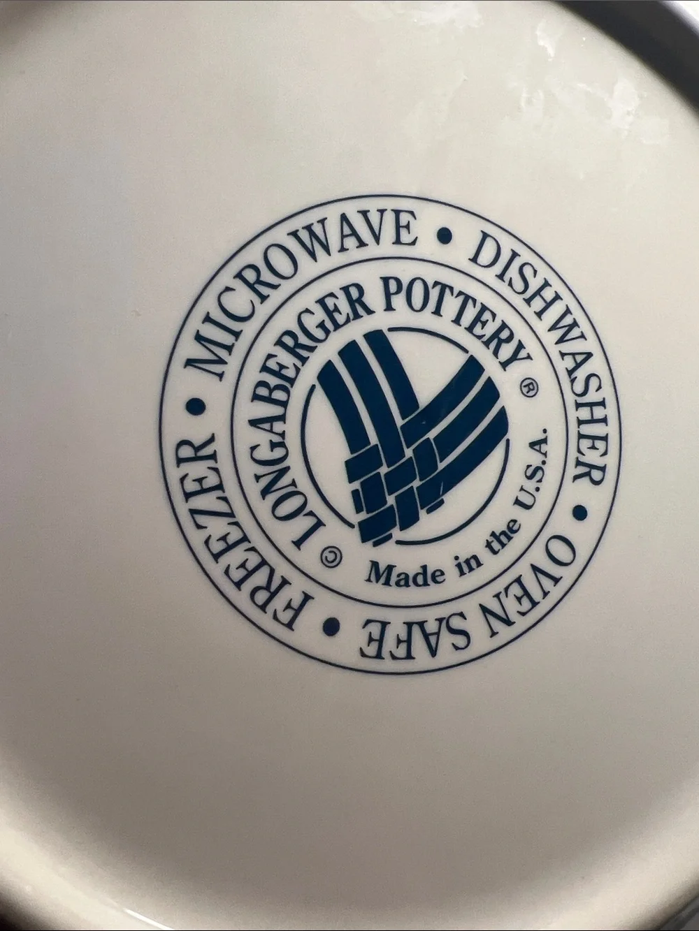 LONGABERGER WOVEN TRADITIONS ceramic Dinner plates 10”. Blue trim.